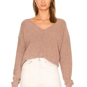 Bobi Black Sweater Size Large Tan Cozy Boucle Knit Pulllover V-Neck 36B-22802